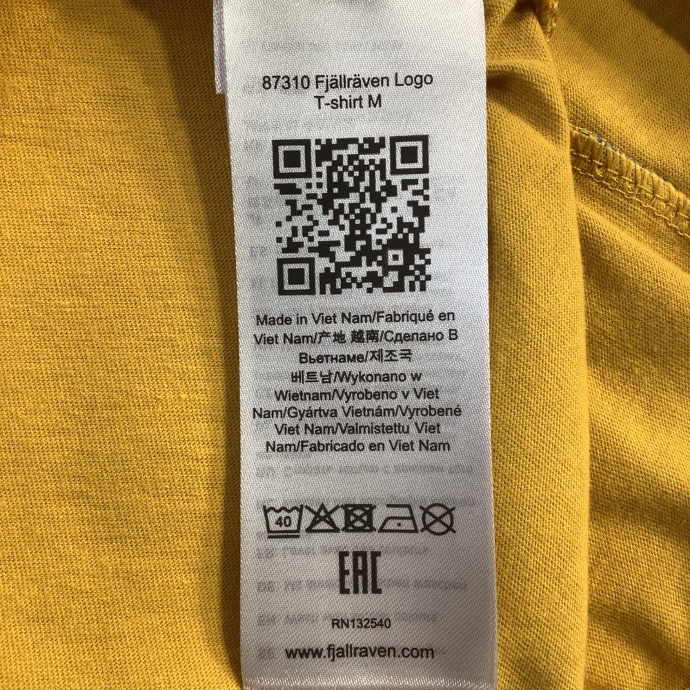 Fjallraven Mens Logo T-Shirt Ochre Yellow Organic Cotton Graphic Tee Size S NWT - Picture 9 of 14